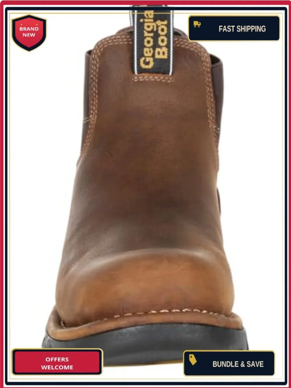 Waterproof Leather Chelsea Work Boot Steel Toe Pull-On